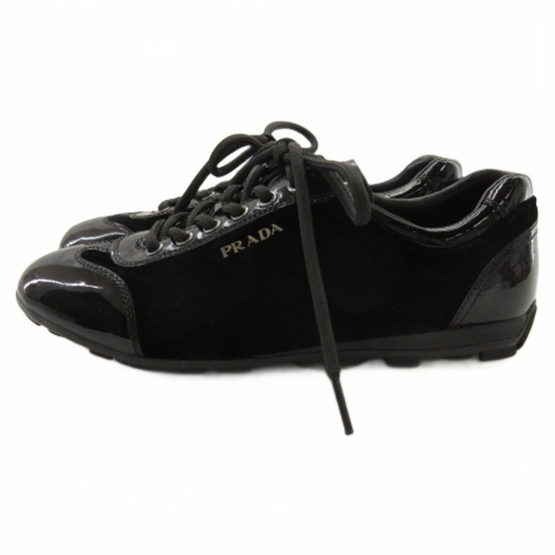 Prada Sports Sport Logo Velour Shoes Sneakers Black 35.5 — view 2