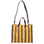 Fendi Ohf Striped Canvas Leather Handle Shoulder Tote — view 2