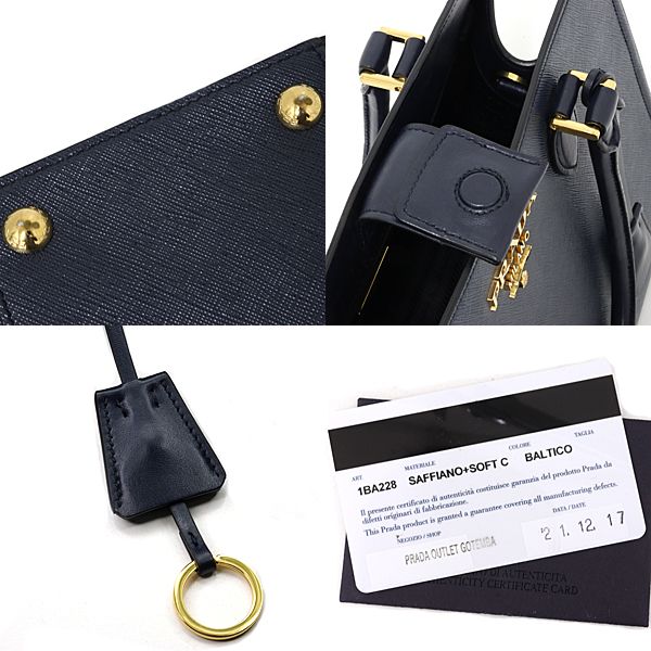 Prada Sapphia Leather Handbag Strap Navy Baltico — view 6