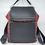 Loewe Backpack Goya Tartan Check Canvas Leather Black Red