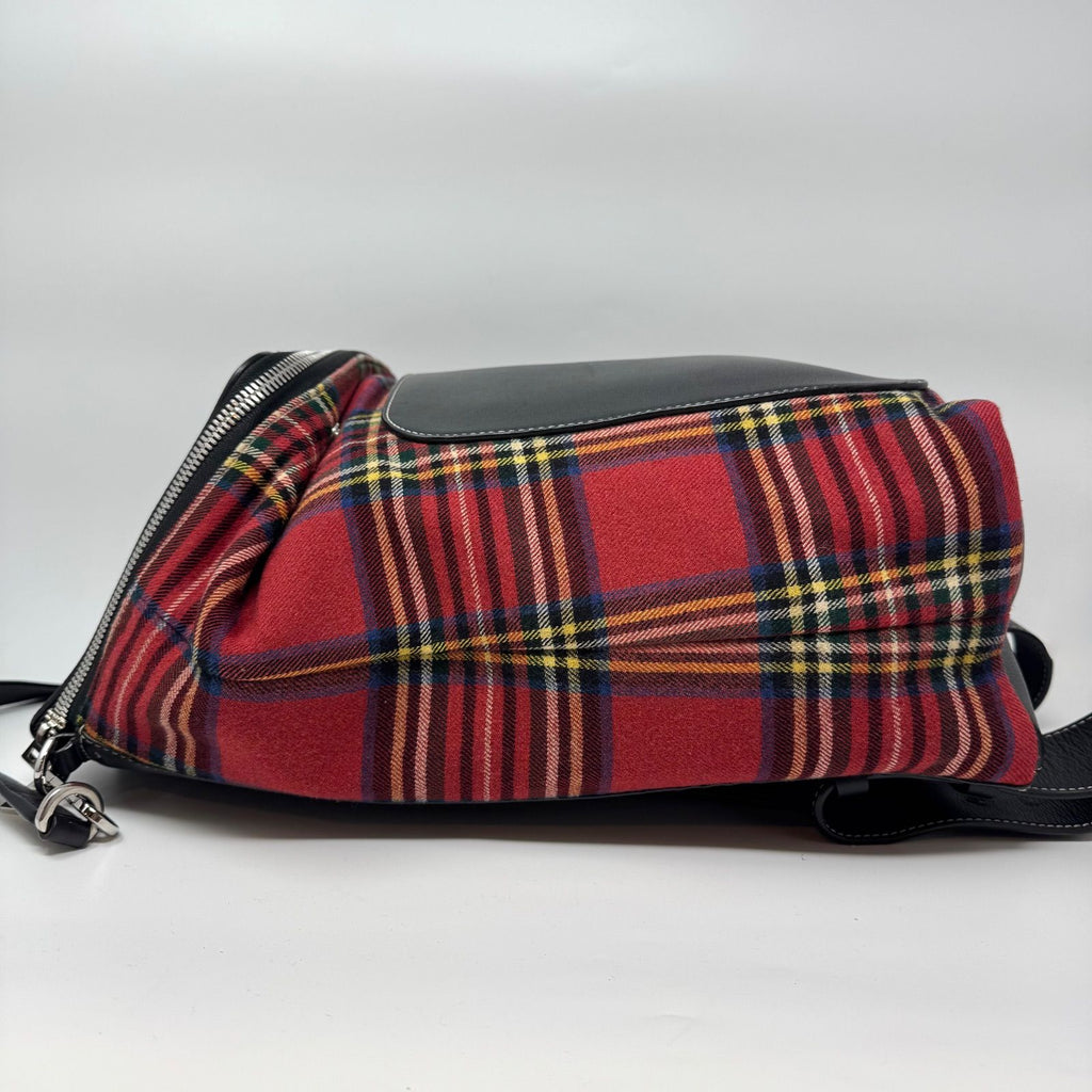 Loewe Backpack Goya Tartan Check Canvas Leather Black Red — view 4