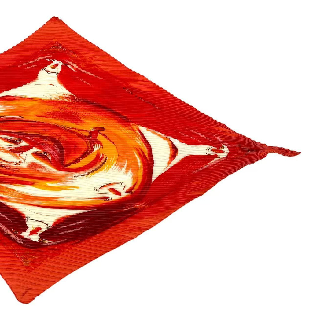 Hermes Pleated Scarf Smiles in Third Millenary Silk Red — view 3