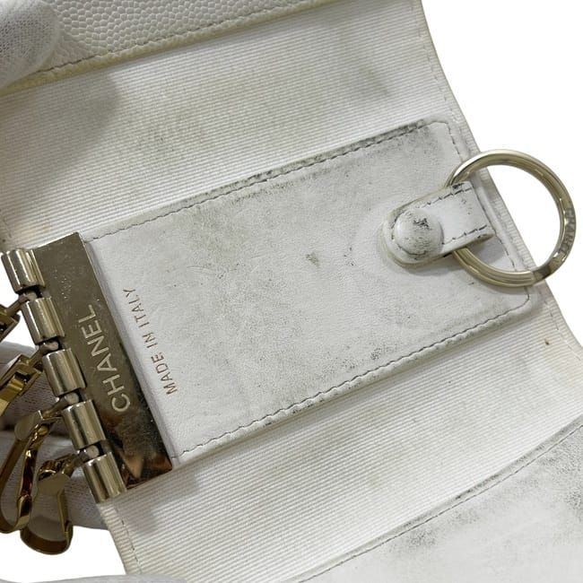 Chanel 4 Key Case White Quilted Leather Key Holder — view 7