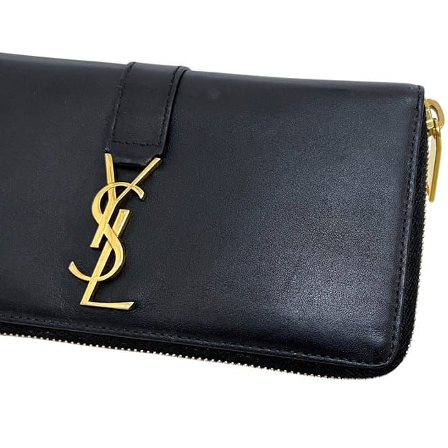 Saint Laurent Zip Around Wallet Black Cassandra Cfp — view 6