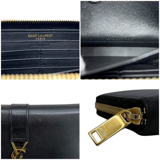 Saint Laurent Zip Around Wallet Black Cassandra Cfp — view 9