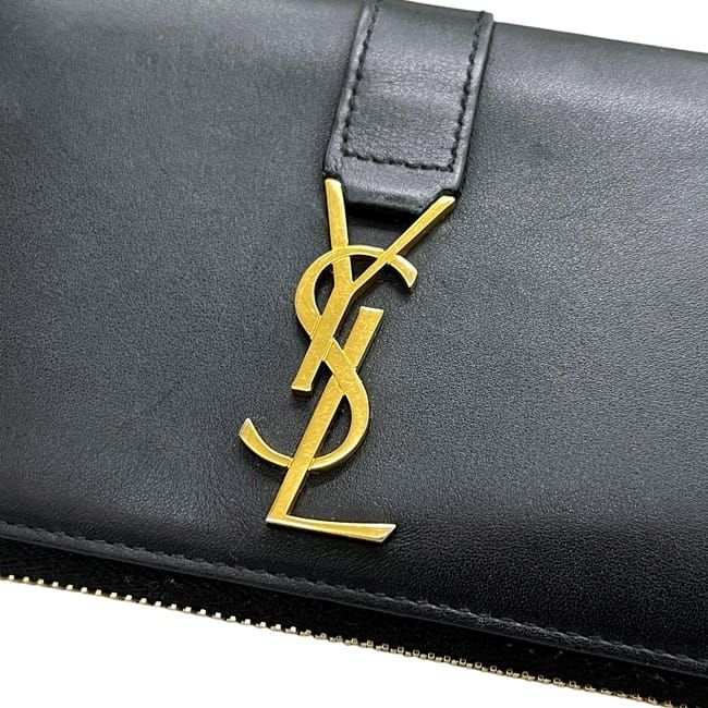 Saint Laurent Zip Around Wallet Black Cassandra Cfp — view 8