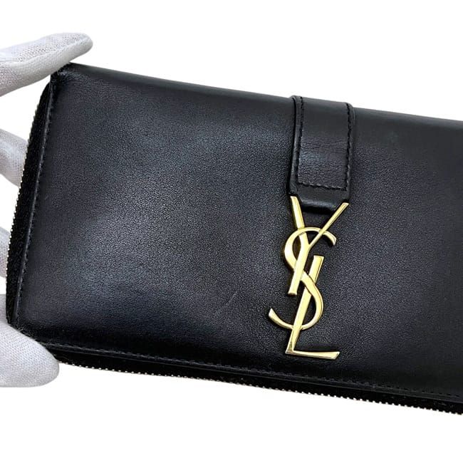 Saint Laurent Zip Around Wallet Black Cassandra Cfp — view 7