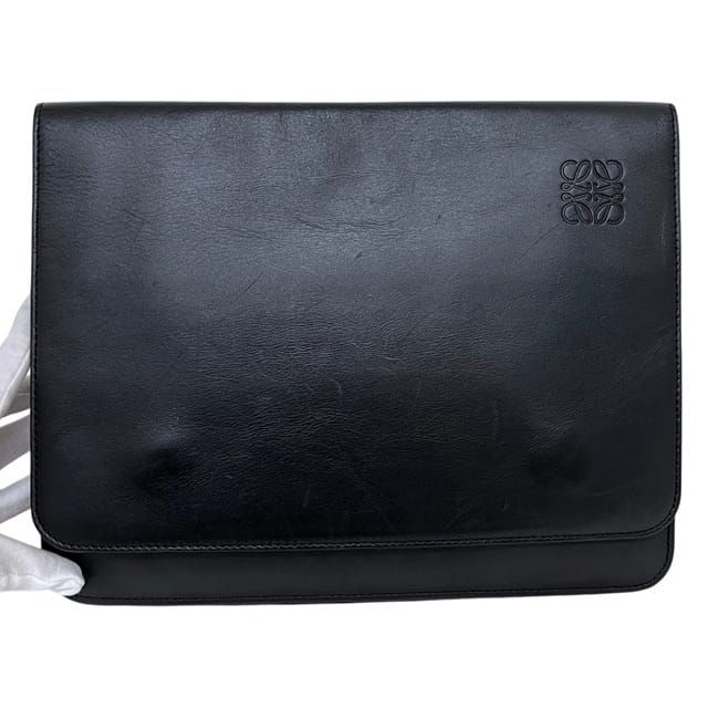 Loewe Shoulder Bag Gusset Flat Messenger Black — view 7