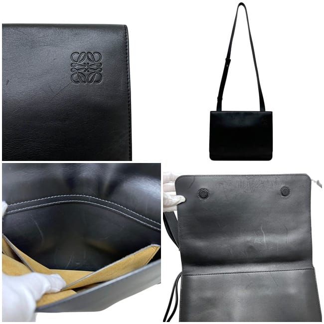 Loewe Shoulder Bag Gusset Flat Messenger Black — view 4