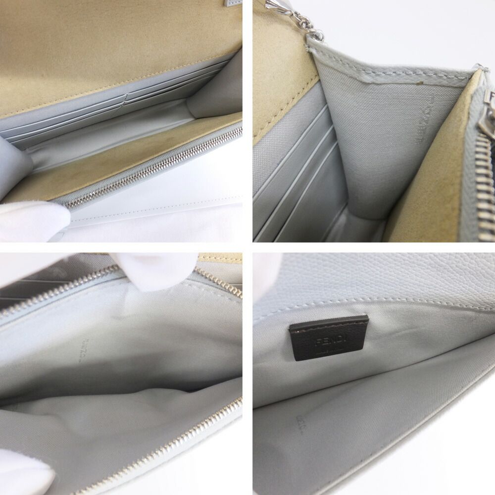 Fendi Mon Star Bugs Chain Wallet Silver Gray Beige Black — view 8