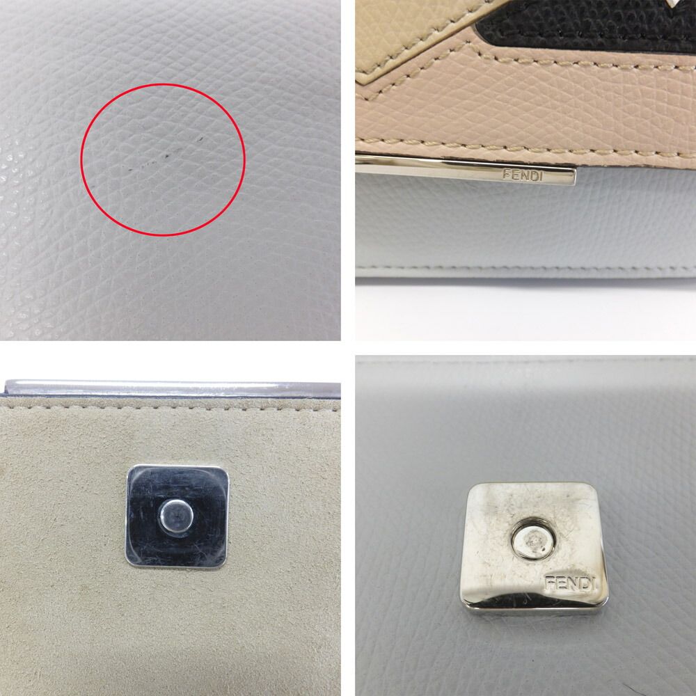 Fendi Mon Star Bugs Chain Wallet Silver Gray Beige Black — view 6