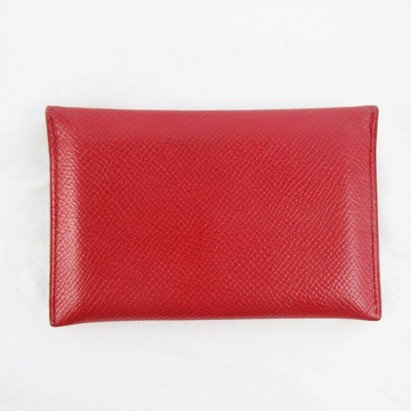Hermes Card Case Business Holder Epsom Leather Lining Red — view 2