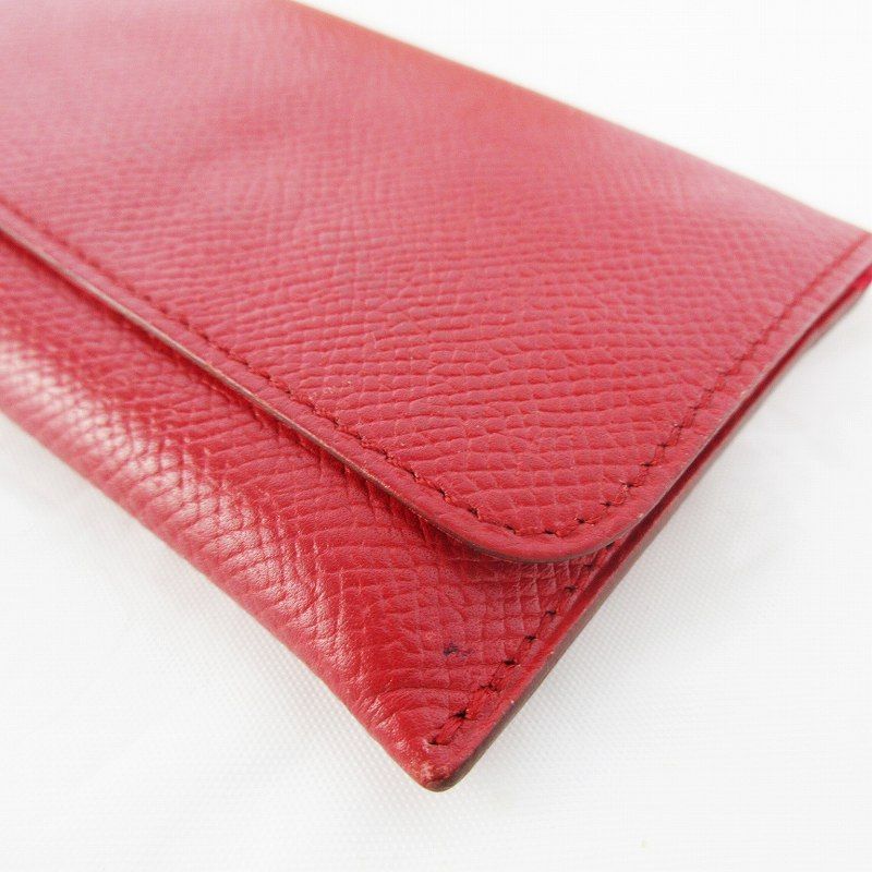 Hermes Card Case Business Holder Epsom Leather Lining Red — view 7