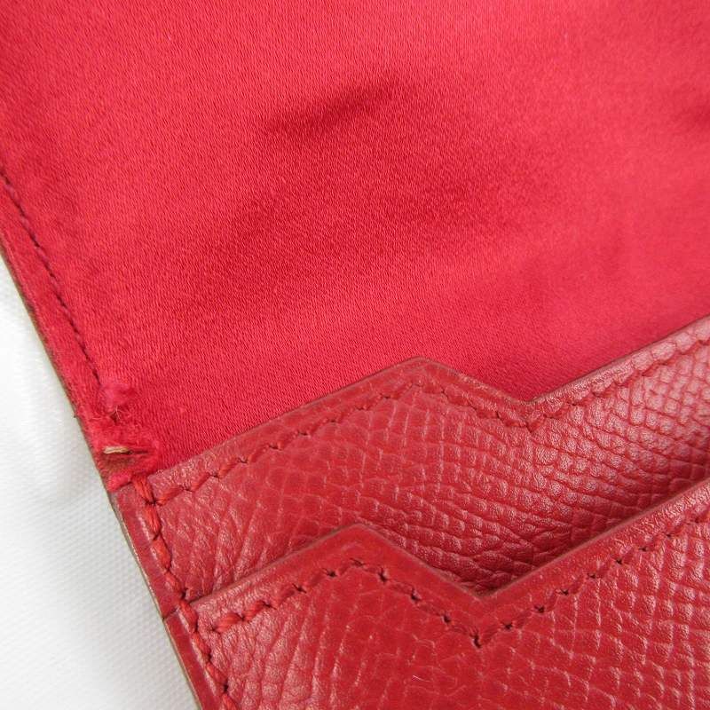 Hermes Card Case Business Holder Epsom Leather Lining Red — view 5