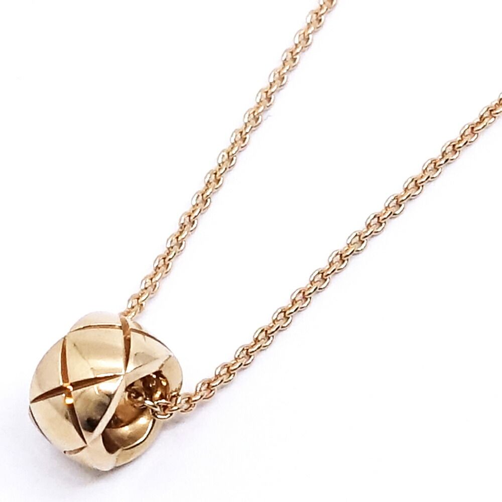 Chanel 18k Pink Gold Coco Crush Necklace Beige Quilted — view 5