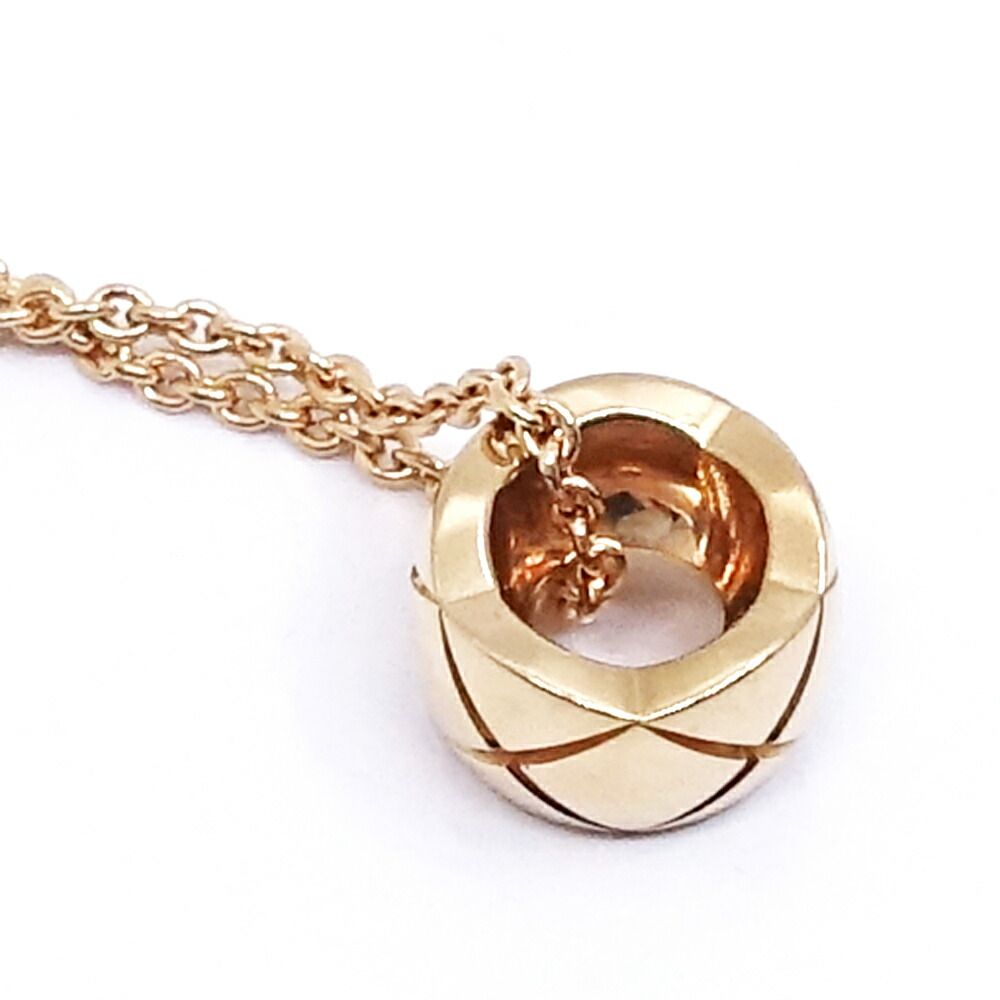 Chanel 18k Pink Gold Coco Crush Necklace Beige Quilted — view 8