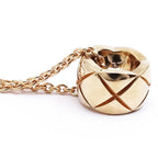 Chanel 18k Pink Gold Coco Crush Necklace Beige Quilted — view 7