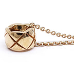 Chanel 18k Pink Gold Coco Crush Necklace Beige Quilted — view 6