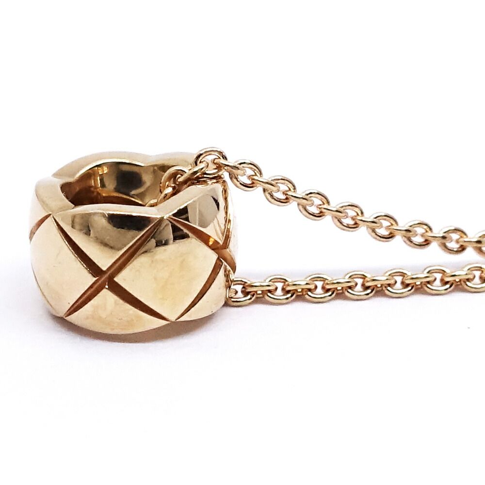 Chanel 18k Pink Gold Coco Crush Necklace Beige Quilted — view 6