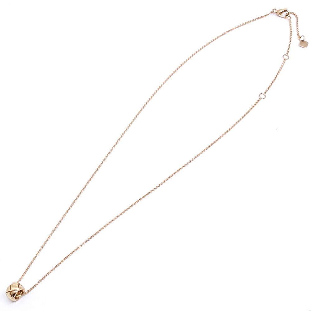 Chanel 18k Pink Gold Coco Crush Necklace Beige Quilted — view 4