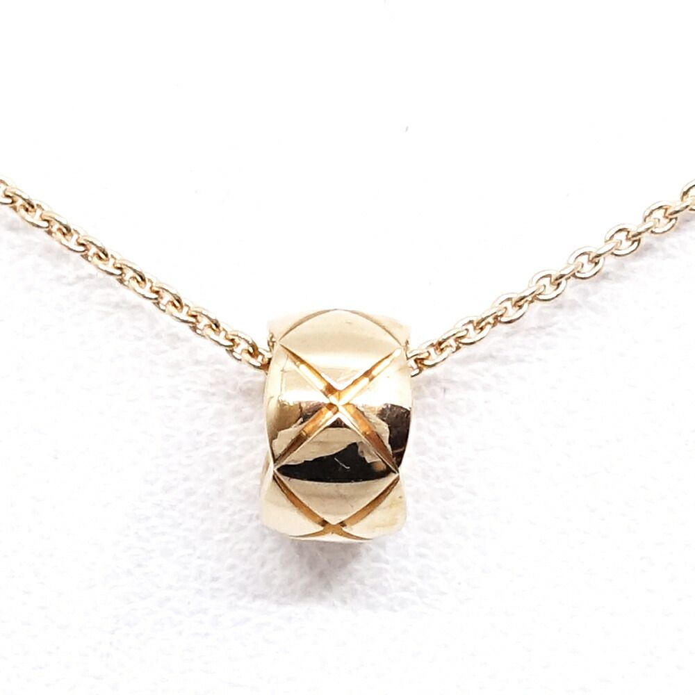 Chanel 18k Pink Gold Coco Crush Necklace Beige Quilted — view 2