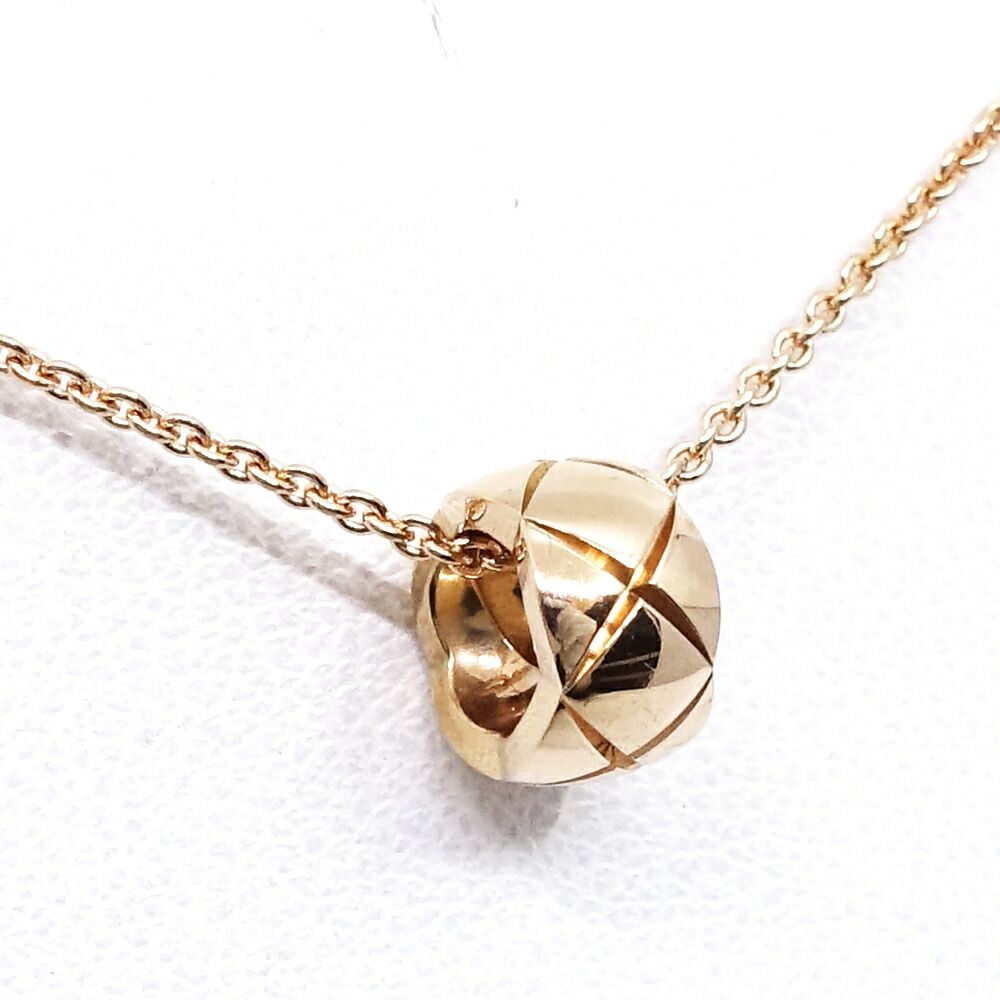Chanel 18k Pink Gold Coco Crush Necklace Beige Quilted — view 3