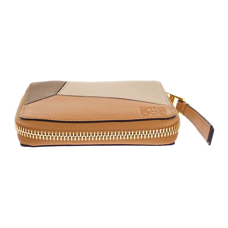 Loewe Puzzle Square Zip Wallet Bifold Calf Brown — view 6