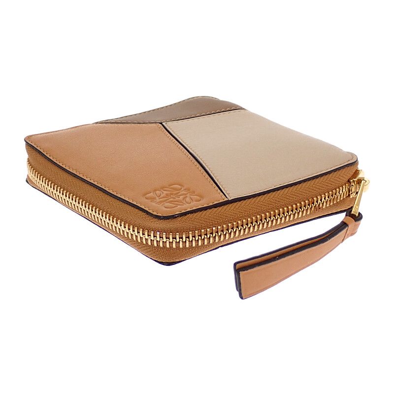Loewe Puzzle Square Zip Wallet Bifold Calf Brown — view 8