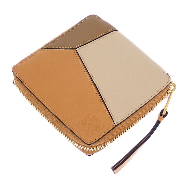 Loewe Puzzle Square Zip Wallet Bifold Calf Brown — view 4