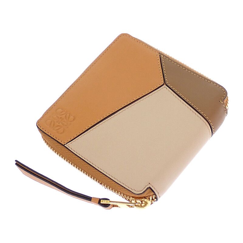 Loewe Puzzle Square Zip Wallet Bifold Calf Brown — view 3
