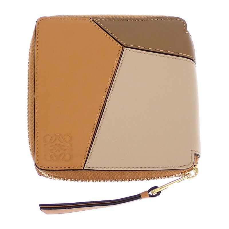Loewe Puzzle Square Zip Wallet Bifold Calf Brown — view 2