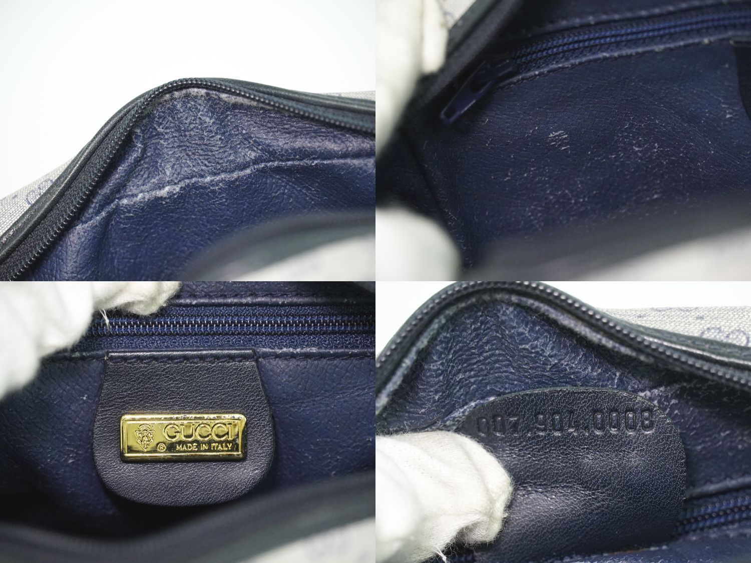Gucci Vintage Micro GG Shoulder Bag Pochette Gray Navy — view 9