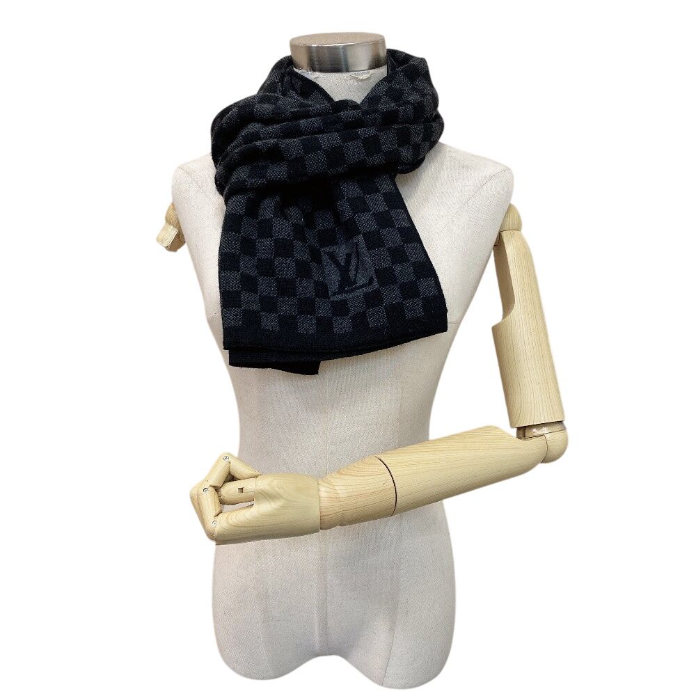 Louis Vuitton Echarpe Petit Damier Wool Scarf Black — view 7