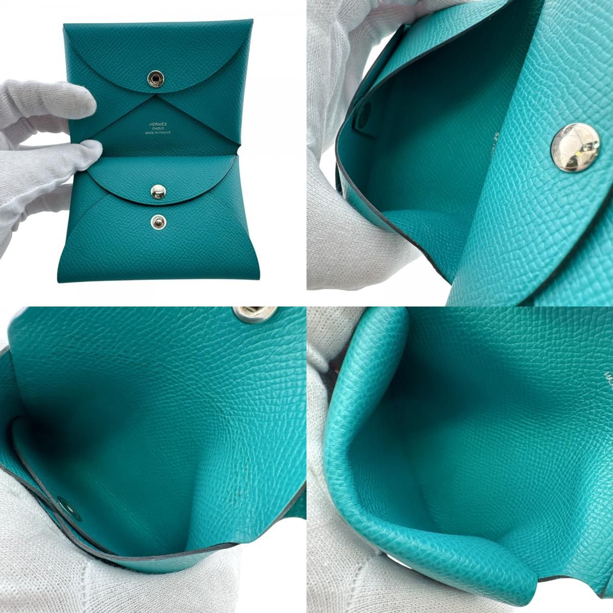 Hermes Calvi Duo Veau Epsom Coin Case Vert Jade — view 7
