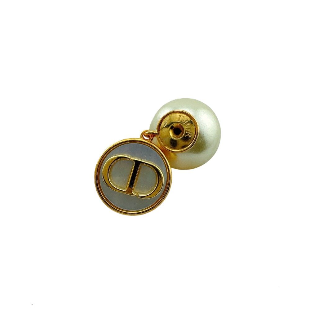 Dior Pearl Bee CD Logo Tribales Tribal Earrings Gold — view 4