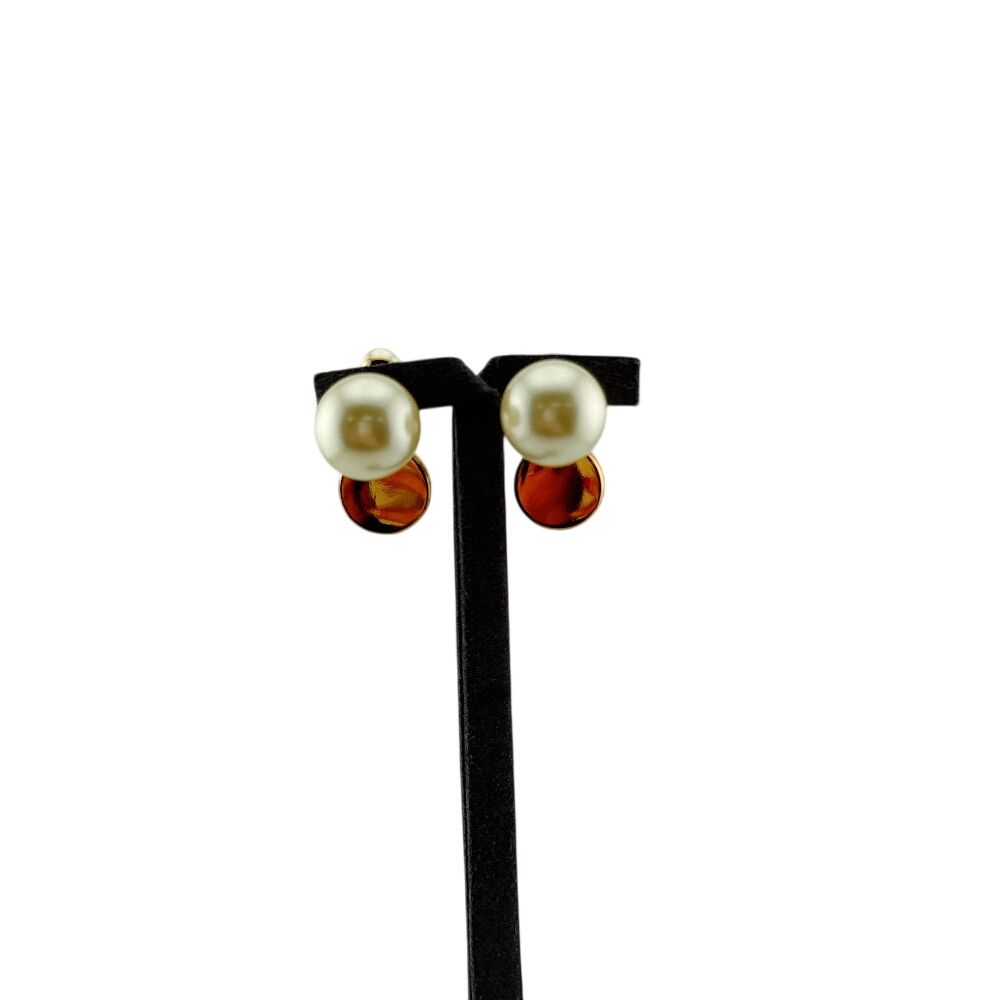 Dior Pearl Bee CD Logo Tribales Tribal Earrings Gold — view 7