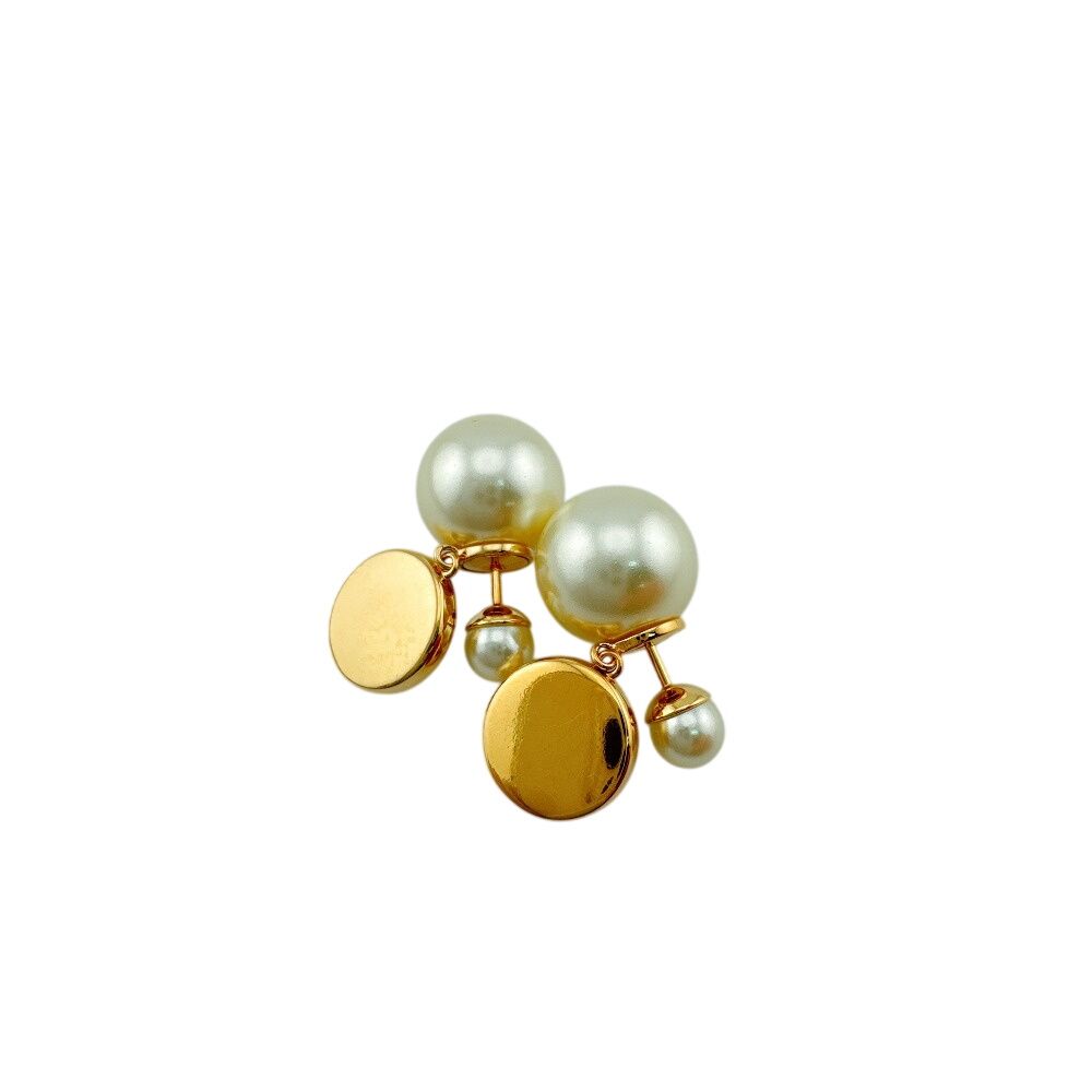Dior Pearl Bee CD Logo Tribales Tribal Earrings Gold — view 2