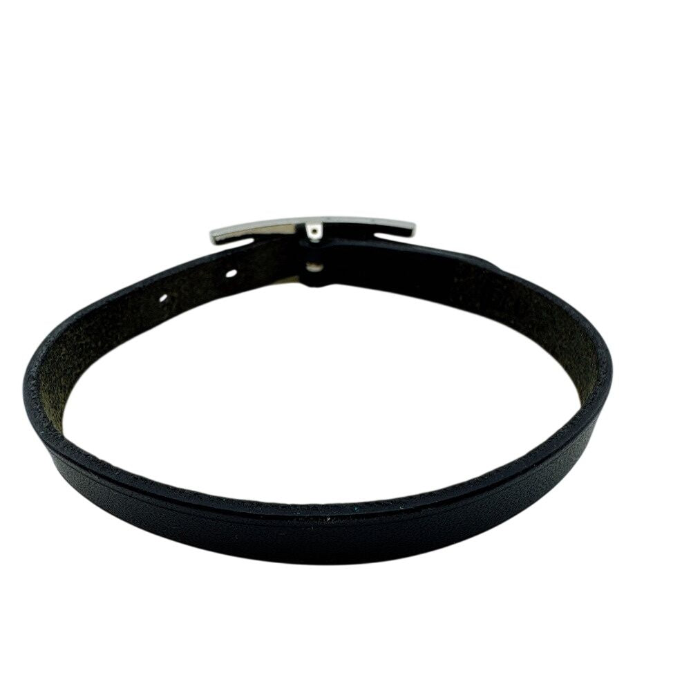 Hermes Bangle Hhardware Behapi Leather Bracelet Black — view 2