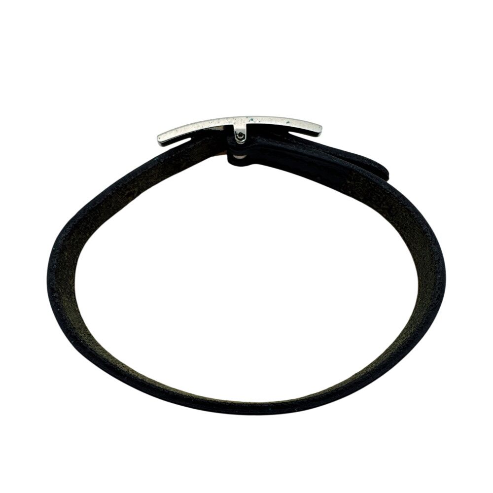 Hermes Bangle Hhardware Behapi Leather Bracelet Black — view 3