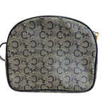 Celine C Carriage Pattern Pochette Vintage Salki Shoulder Bag Navy — view 2