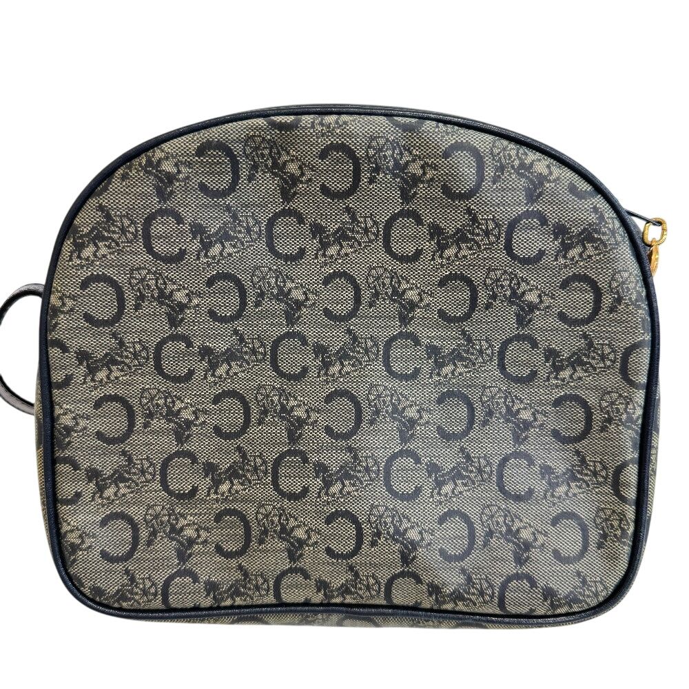 Celine C Carriage Pattern Pochette Vintage Salki Shoulder Bag Navy — view 2