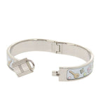 Hermes Metal Light Blue Silver Bangle Bracelet — view 6