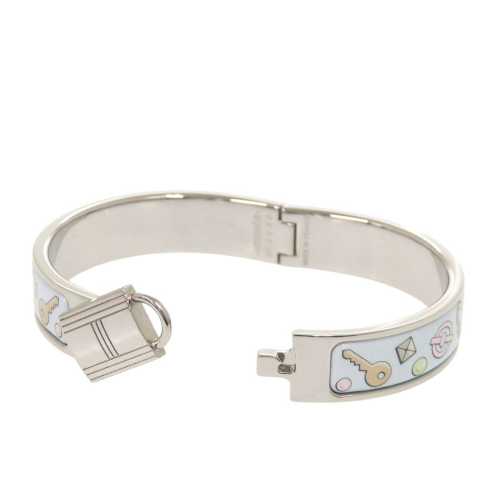 Hermes Metal Light Blue Silver Bangle Bracelet — view 6
