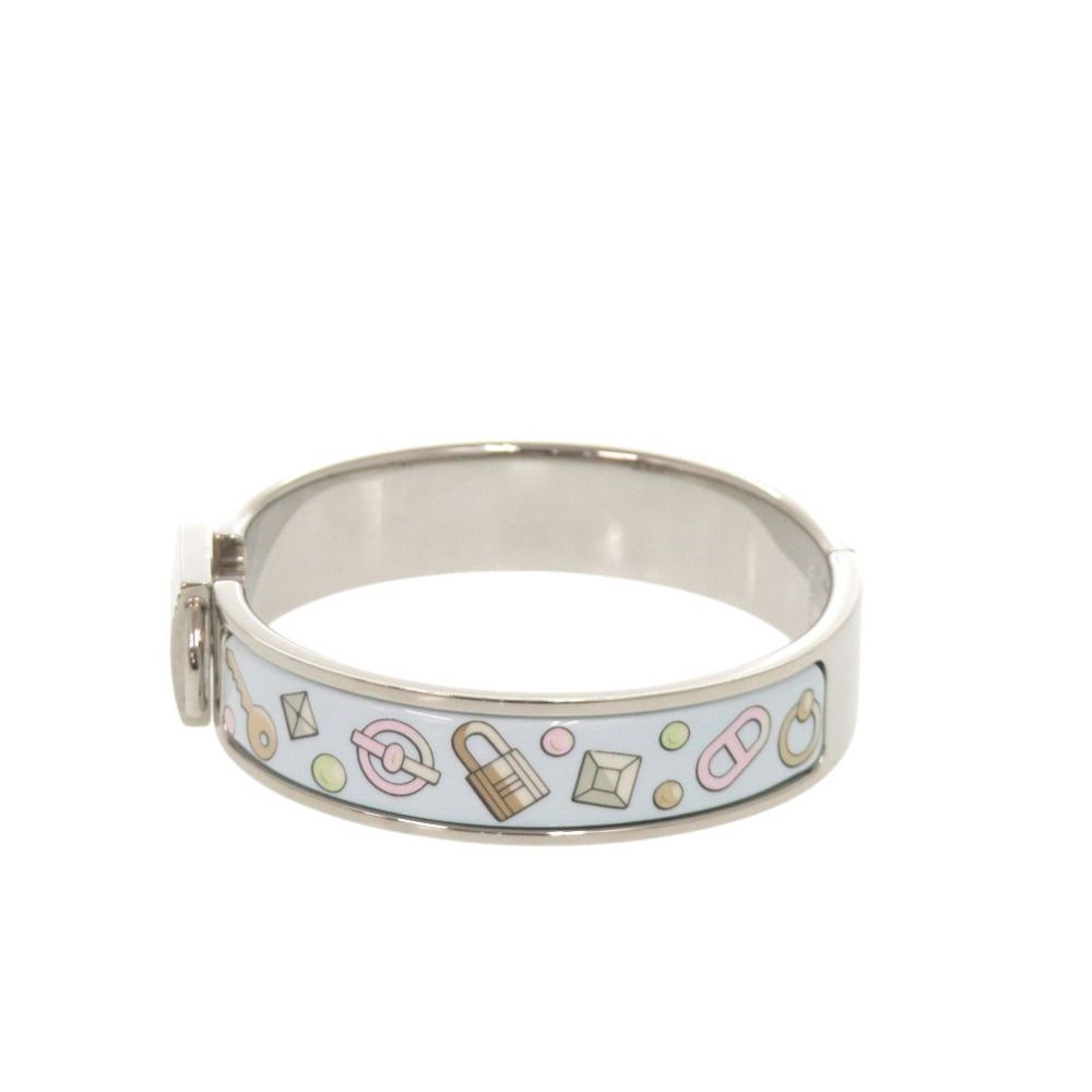 Hermes Metal Light Blue Silver Bangle Bracelet — view 3