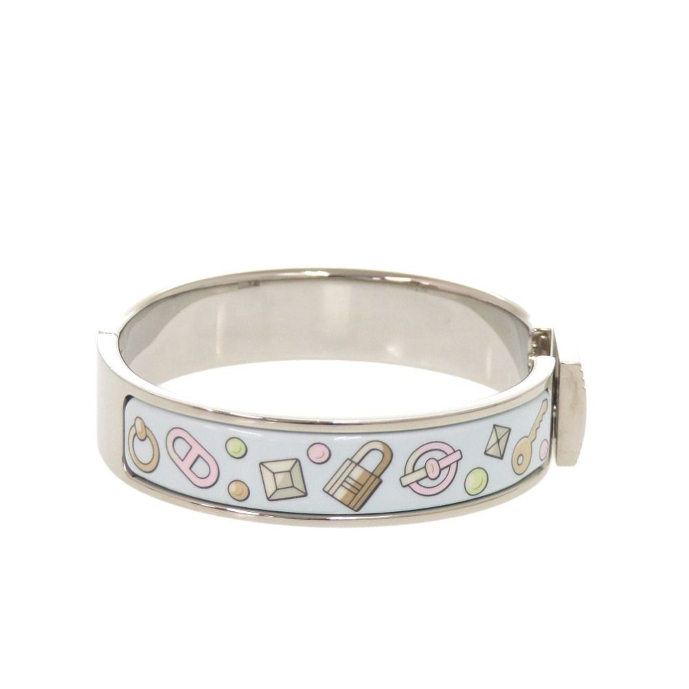 Hermes Metal Light Blue Silver Bangle Bracelet — view 5