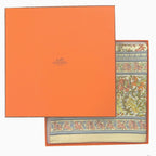 Hermes Carre 90 Indian Hunting Chasse en Inde Scarf Silk Ivory Yellow Light Blue — view 2