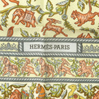 Hermes Carre 90 Indian Hunting Chasse en Inde Scarf Silk Ivory Yellow Light Blue — view 4