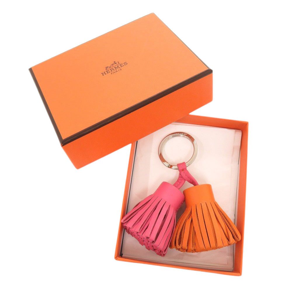 Hermes Carmen Unodos Agno Milo Pink Orange Key Holder Charm — view 2