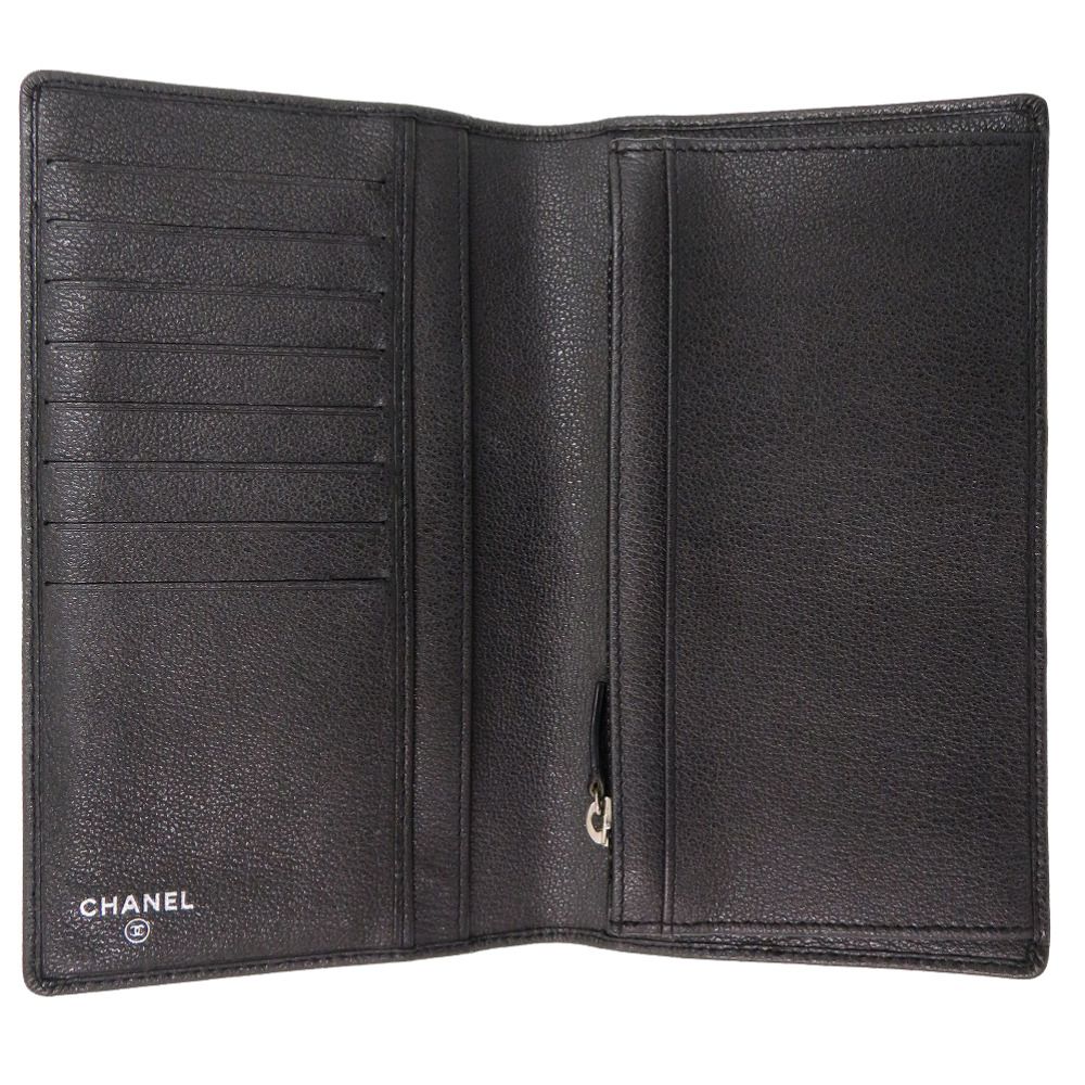 Chanel Camellia Leather Black CC Logo Wallet — view 4