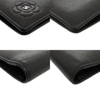 Chanel Camellia Leather Black CC Logo Wallet — view 5